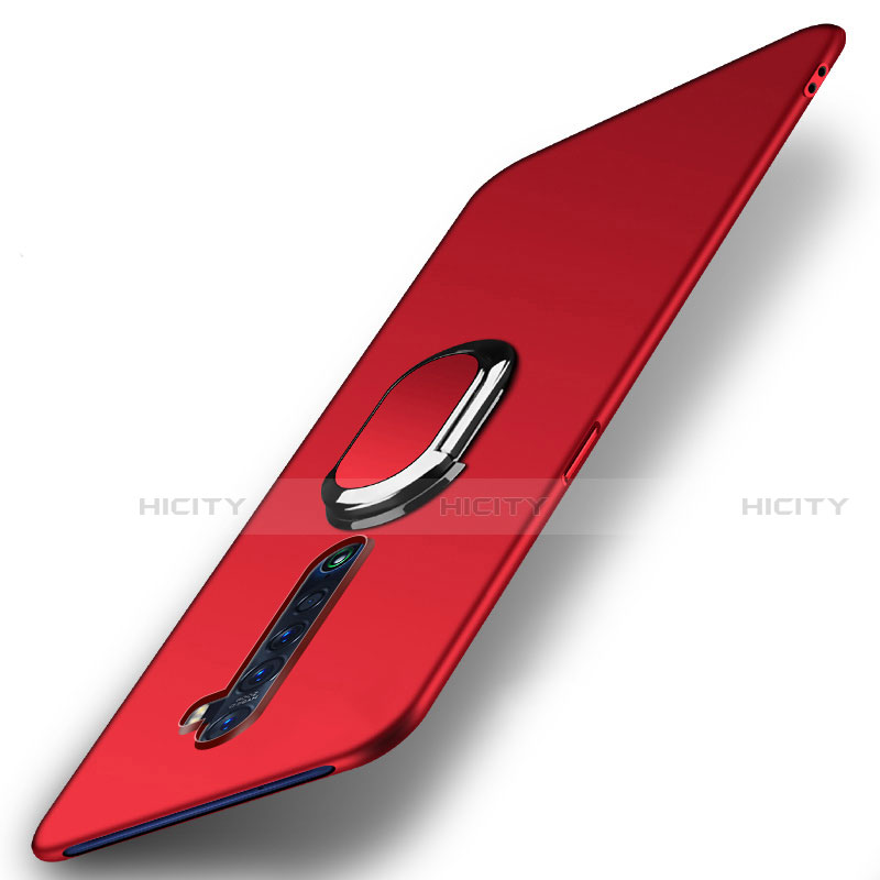 Coque Plastique Housse Etui Rigide Mat avec Support Bague Anneau Aimante Magnetique A01 pour Oppo Reno2 Rouge Plus