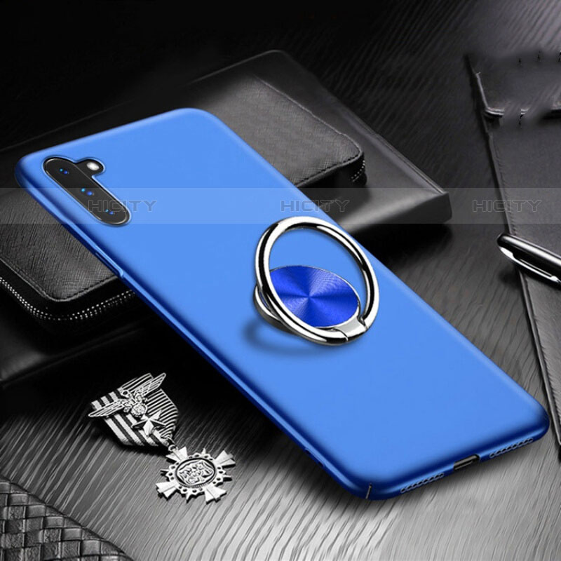 Coque Plastique Housse Etui Rigide Mat avec Support Bague Anneau Aimante Magnetique A01 pour Samsung Galaxy Note 10 5G Bleu Plus