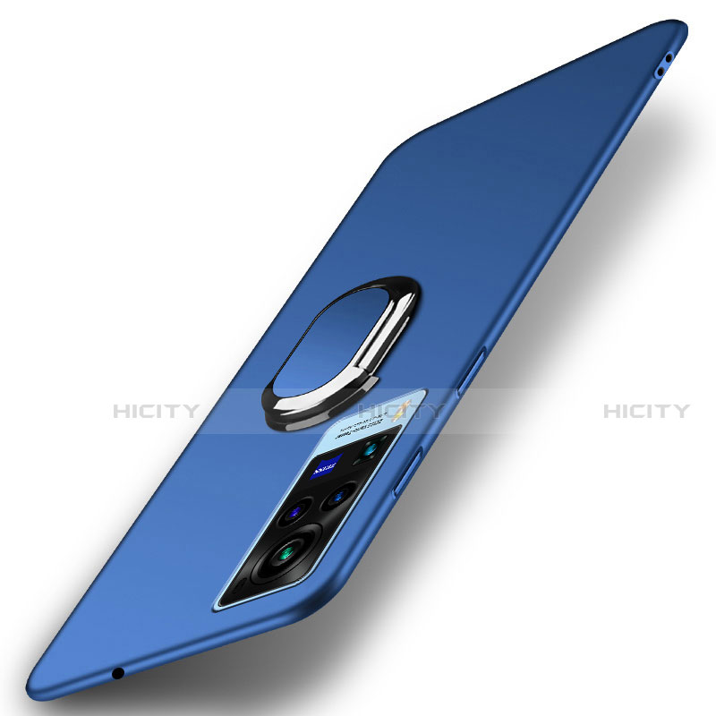 Coque Plastique Housse Etui Rigide Mat avec Support Bague Anneau Aimante Magnetique A01 pour Vivo X60 Pro 5G Bleu Plus