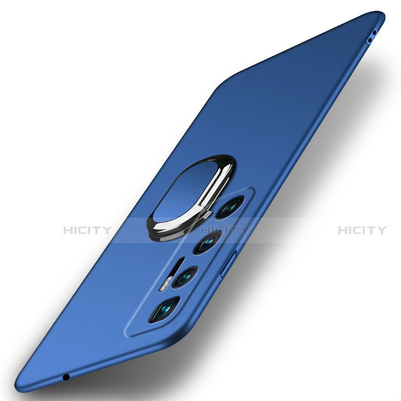 Coque Plastique Housse Etui Rigide Mat avec Support Bague Anneau Aimante Magnetique A01 pour Xiaomi Mi 10 Ultra Bleu Plus