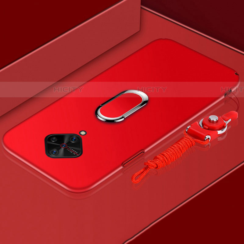 Coque Plastique Housse Etui Rigide Mat avec Support Bague Anneau Aimante Magnetique A02 pour Vivo X50 Lite Rouge Plus