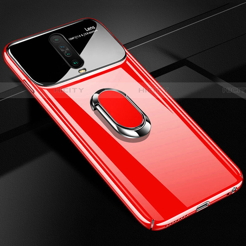 Coque Plastique Housse Etui Rigide Mat avec Support Bague Anneau Aimante Magnetique A02 pour Xiaomi Redmi K30 5G Rouge Plus