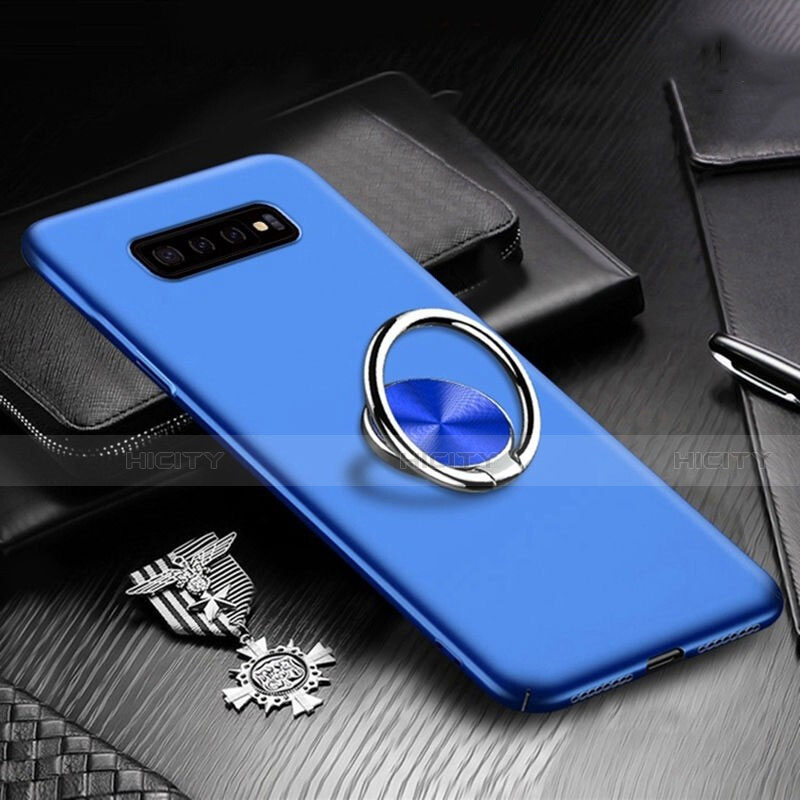 Coque Plastique Housse Etui Rigide Mat avec Support Bague Anneau Aimante Magnetique P01 pour Samsung Galaxy S10 5G Bleu Plus