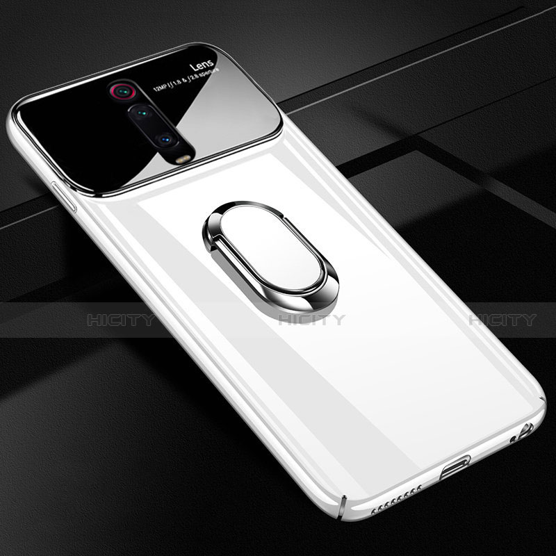 Coque Plastique Housse Etui Rigide Mat avec Support Bague Anneau Aimante Magnetique P01 pour Xiaomi Mi 9T Blanc Plus