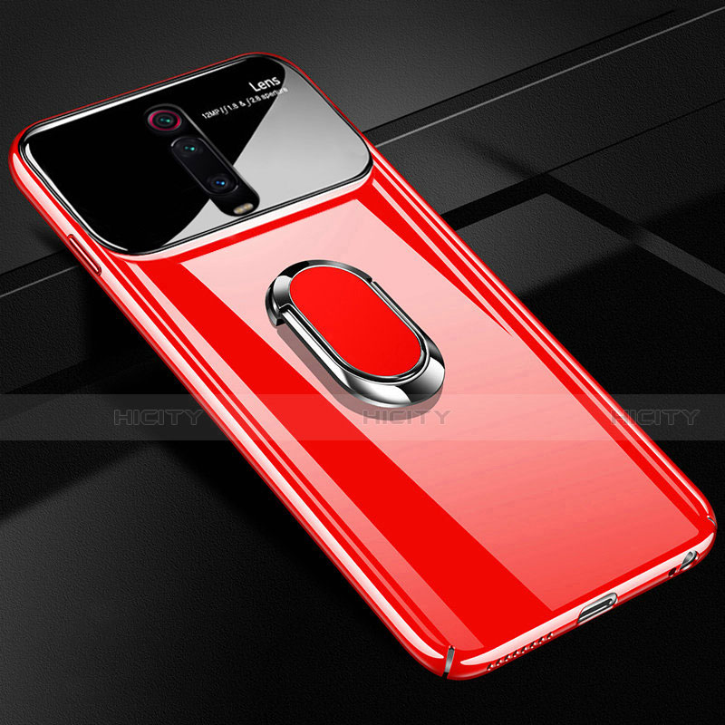 Coque Plastique Housse Etui Rigide Mat avec Support Bague Anneau Aimante Magnetique P01 pour Xiaomi Mi 9T Pro Rouge Plus