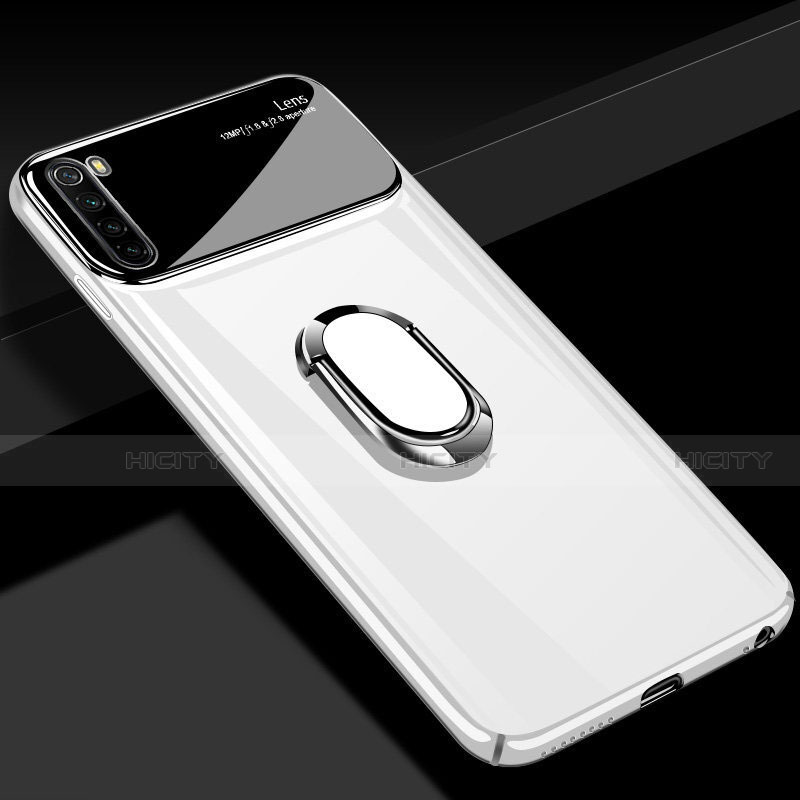Coque Plastique Housse Etui Rigide Mat avec Support Bague Anneau Aimante Magnetique P03 pour Xiaomi Redmi Note 8 (2021) Blanc Plus
