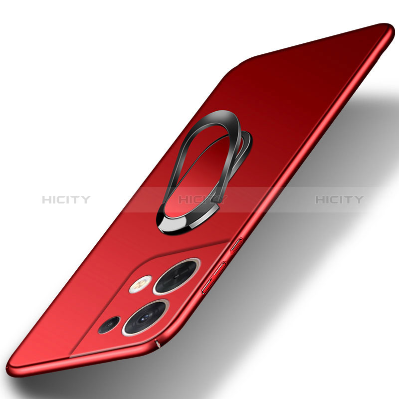 Coque Plastique Housse Etui Rigide Mat avec Support Bague Anneau Aimante Magnetique S01 pour Xiaomi Redmi Note 13 Pro 5G Rouge Plus