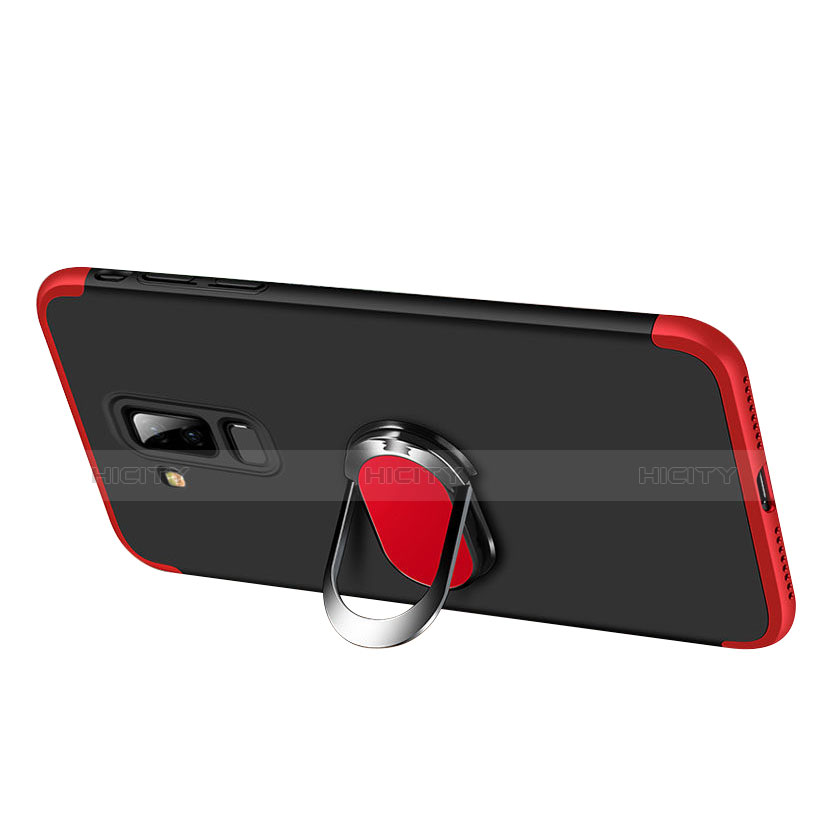 Coque Plastique Mat Protection Integrale 360 Degres Avant et Arriere avec Support Bague Anneau Q01 pour Samsung Galaxy A6 Plus (2018) Rouge et Noir Plus