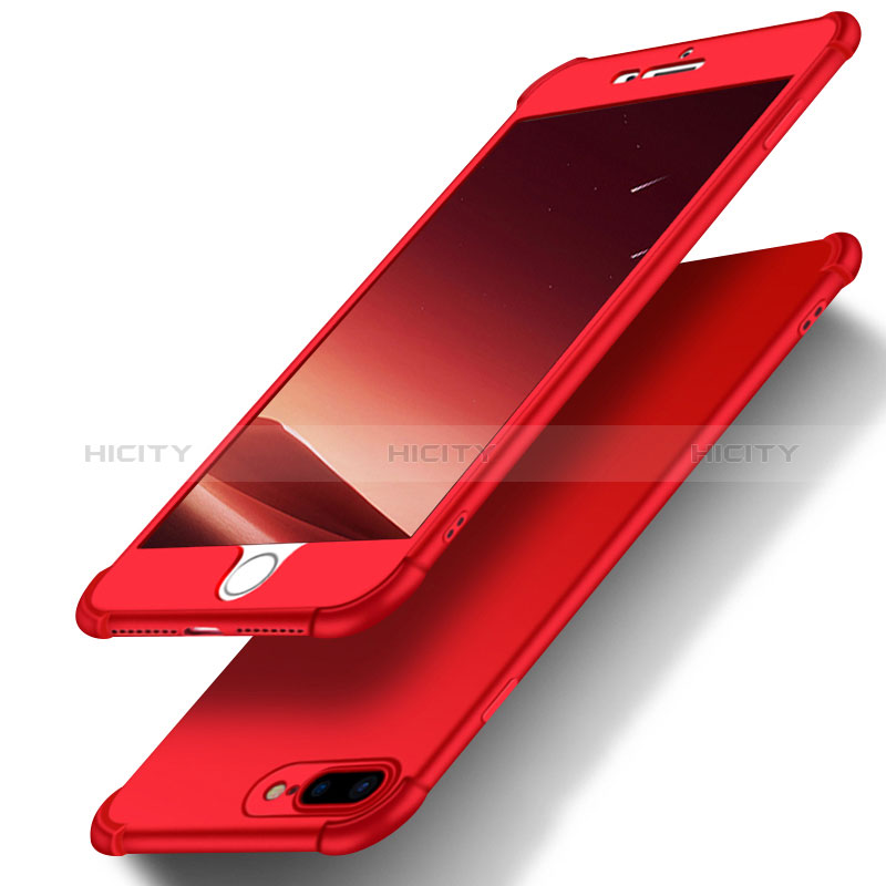 Coque Plastique Mat Protection Integrale 360 Degres Avant et Arriere D01 pour Apple iPhone 8 Plus Rouge Plus