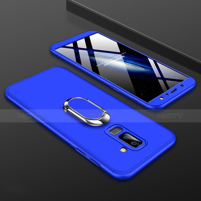 Coque Plastique Mat Protection Integrale 360 Degres Avant et Arriere Etui Housse avec Support Bague Anneau pour Samsung Galaxy A9 Star Lite Bleu Plus