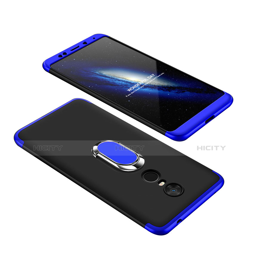 Coque Plastique Mat Protection Integrale 360 Degres Avant et Arriere Etui Housse avec Support Bague Anneau pour Xiaomi Redmi 5 Plus Bleu Plus
