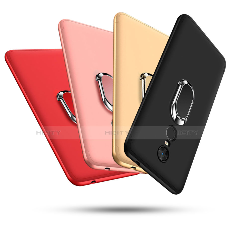 Coque Plastique Mat Protection Integrale 360 Degres Avant et Arriere Etui Housse avec Support Bague Anneau pour Xiaomi Redmi Note 5 Indian Version Plus