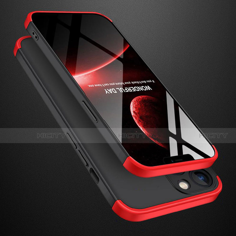 Coque Plastique Mat Protection Integrale 360 Degres Avant et Arriere Etui Housse M01 pour Apple iPhone 13 Pro Rouge et Noir Plus
