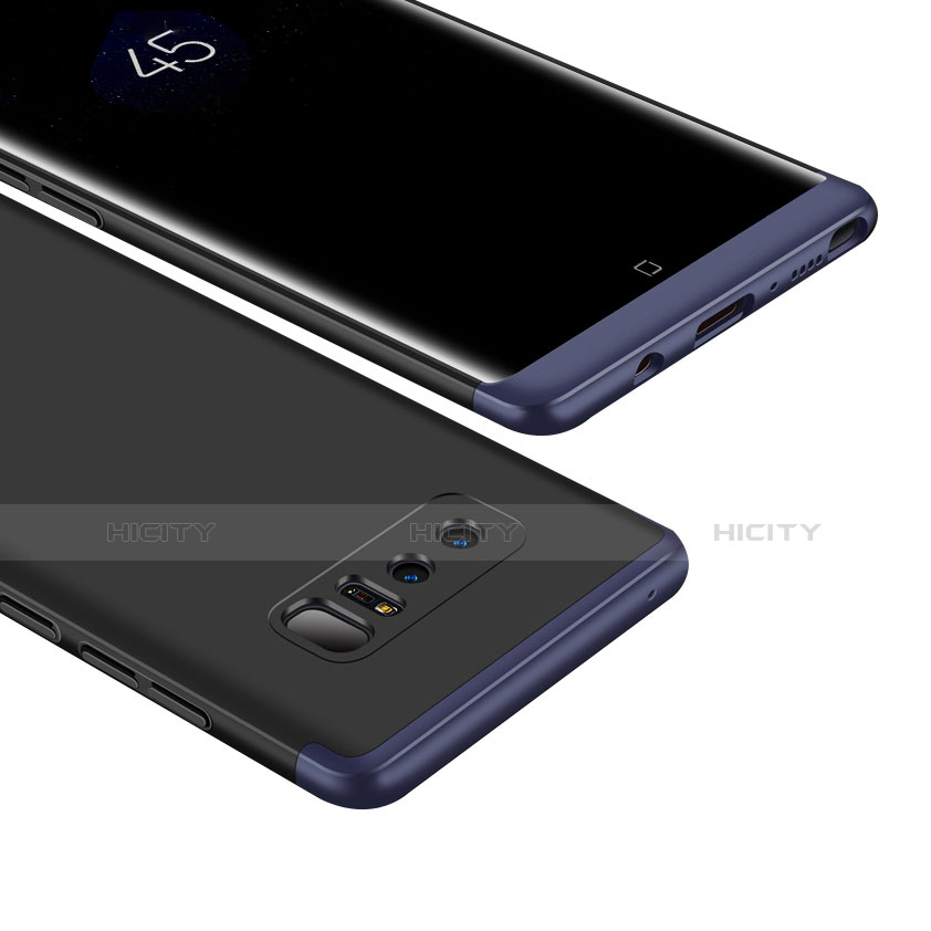 Coque Plastique Mat Protection Integrale 360 Degres Avant et Arriere Etui Housse M01 pour Samsung Galaxy Note 8 Bleu et Noir Plus