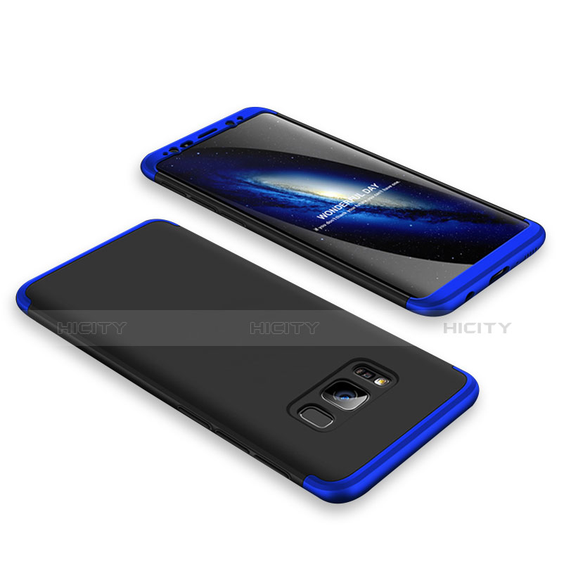 Coque Plastique Mat Protection Integrale 360 Degres Avant et Arriere Etui Housse M01 pour Samsung Galaxy S8 Bleu et Noir Plus