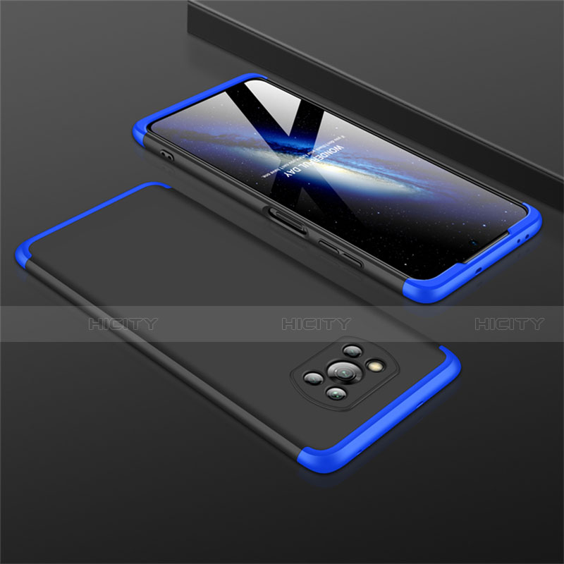 Coque Plastique Mat Protection Integrale 360 Degres Avant et Arriere Etui Housse M01 pour Xiaomi Poco X3 NFC Bleu et Noir Plus