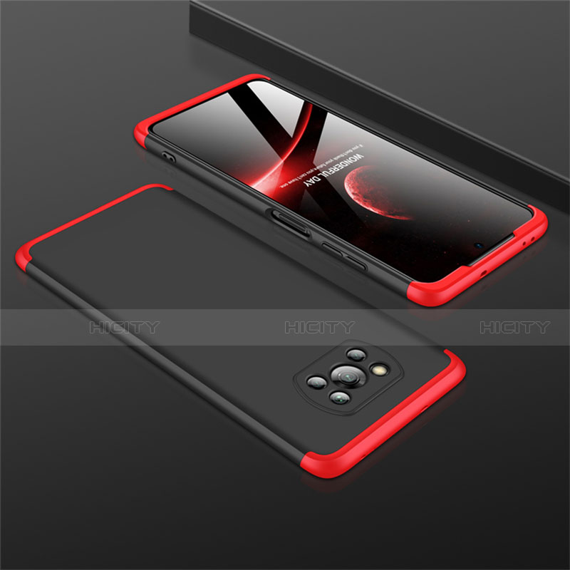 Coque Plastique Mat Protection Integrale 360 Degres Avant et Arriere Etui Housse M01 pour Xiaomi Poco X3 NFC Rouge et Noir Plus
