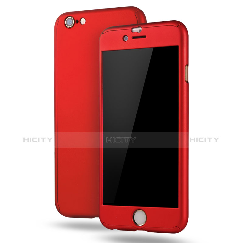 Coque Plastique Mat Protection Integrale 360 Degres Avant et Arriere Etui Housse M02 pour Apple iPhone 6S Plus Rouge Plus
