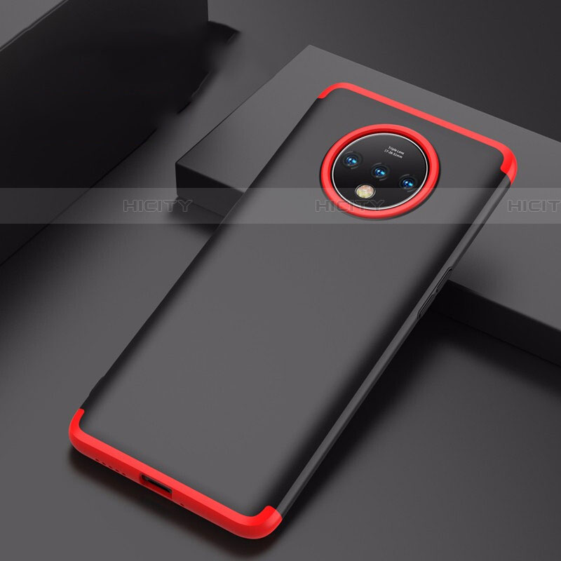 Coque Plastique Mat Protection Integrale 360 Degres Avant et Arriere Etui Housse P01 pour OnePlus 7T Rouge et Noir Plus