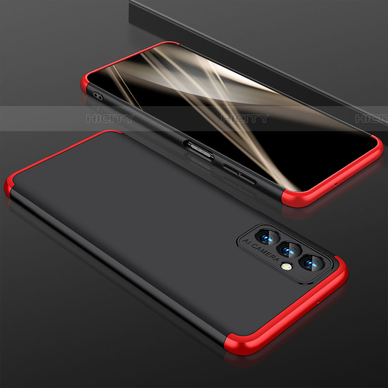Coque Plastique Mat Protection Integrale 360 Degres Avant et Arriere Etui Housse P01 pour Samsung Galaxy M13 4G Rouge et Noir Plus