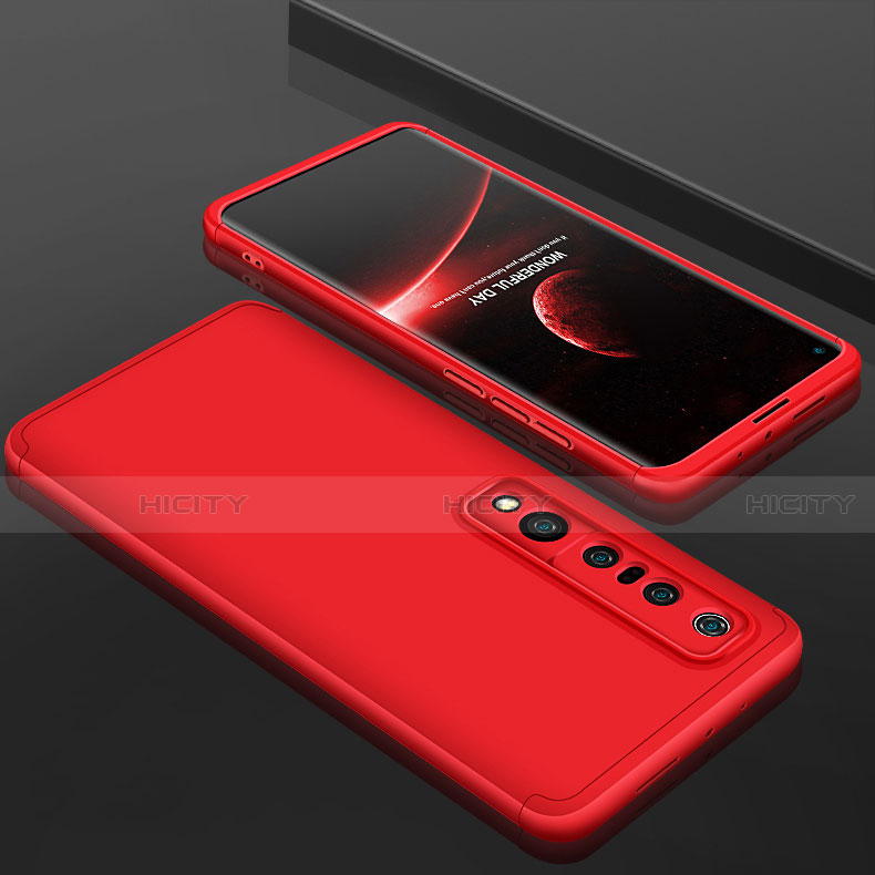 Coque Plastique Mat Protection Integrale 360 Degres Avant et Arriere Etui Housse P01 pour Xiaomi Mi 10 Pro Rouge Plus