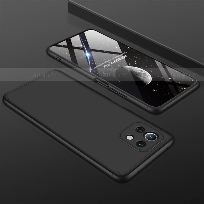 Coque Plastique Mat Protection Integrale 360 Degres Avant et Arriere Etui Housse P01 pour Xiaomi Mi 11 5G Noir Plus