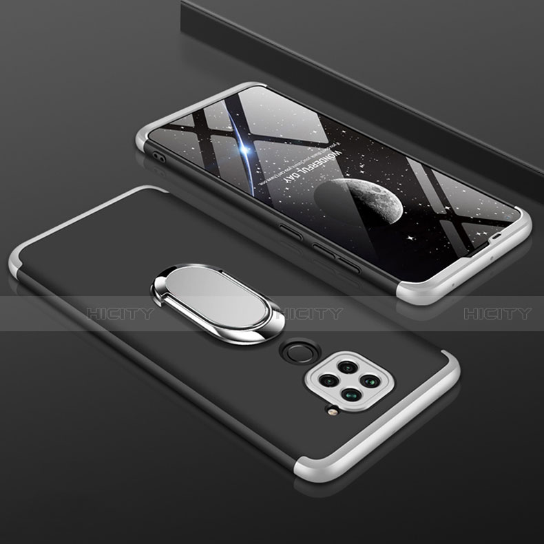 Coque Plastique Mat Protection Integrale 360 Degres Avant et Arriere Etui Housse P01 pour Xiaomi Redmi Note 9 Argent et Noir Plus