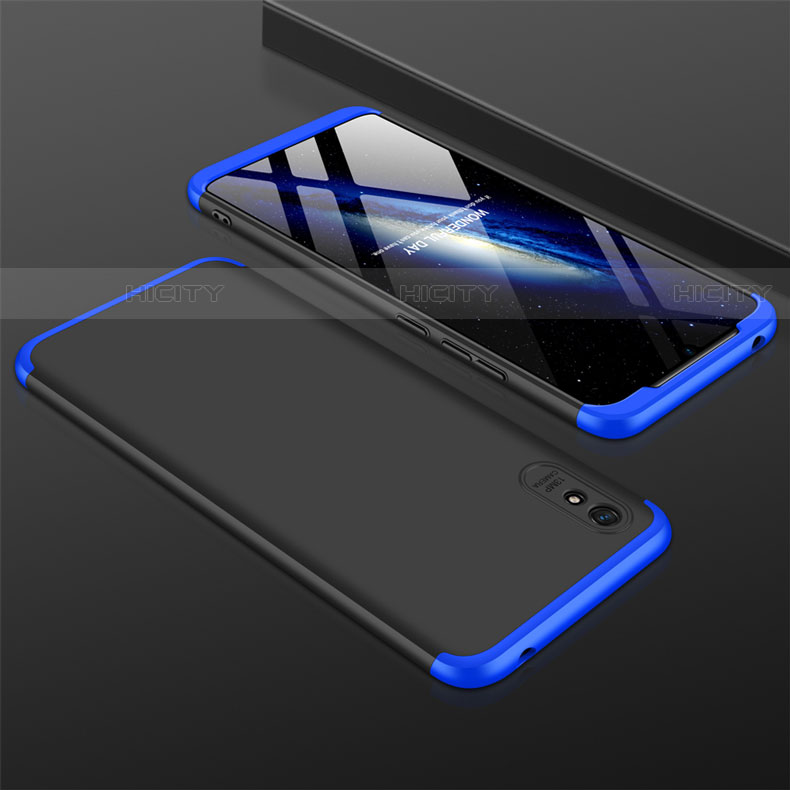 Coque Plastique Mat Protection Integrale 360 Degres Avant et Arriere Etui Housse P03 pour Xiaomi Redmi 9A Bleu et Noir Plus