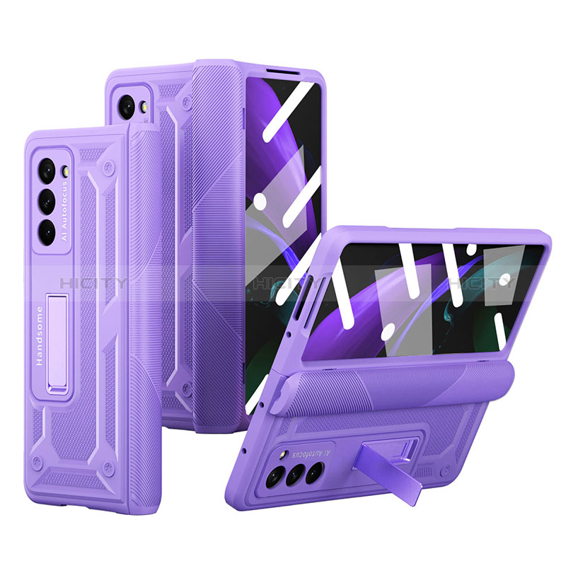 Coque Plastique Mat Protection Integrale 360 Degres Avant et Arriere Etui Housse P06 pour Samsung Galaxy Z Fold2 5G Violet Plus
