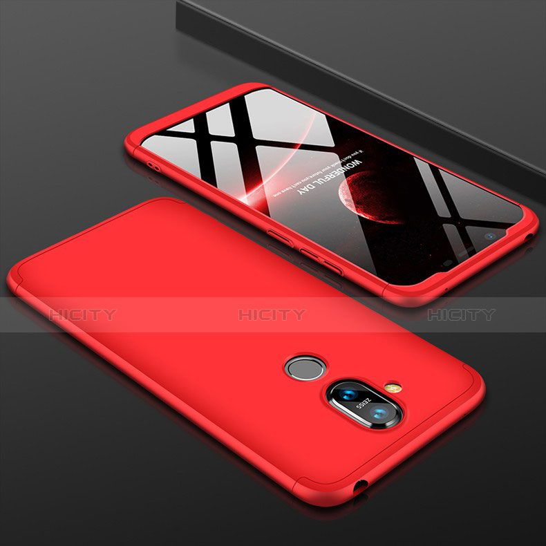 Coque Plastique Mat Protection Integrale 360 Degres Avant et Arriere Etui Housse pour Nokia 7.1 Plus Rouge Plus