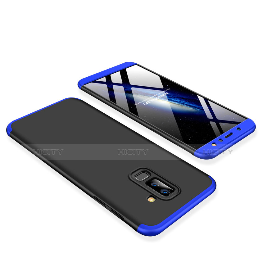 Coque Plastique Mat Protection Integrale 360 Degres Avant et Arriere Etui Housse pour Samsung Galaxy A6 Plus Bleu et Noir Plus