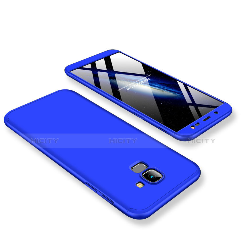 Coque Plastique Mat Protection Integrale 360 Degres Avant et Arriere Etui Housse pour Samsung Galaxy J6 (2018) J600F Bleu Plus
