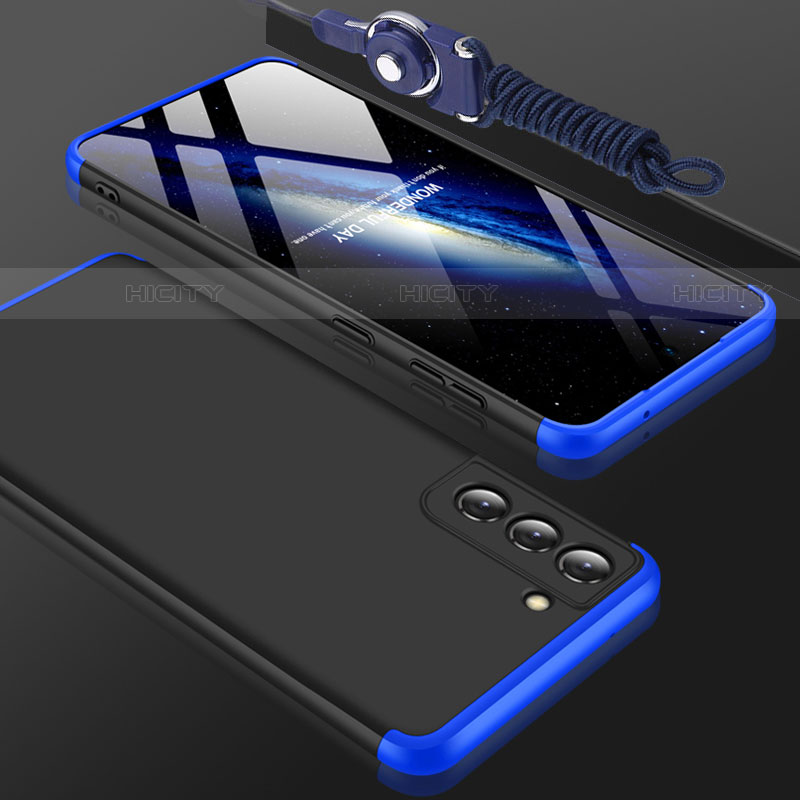 Coque Plastique Mat Protection Integrale 360 Degres Avant et Arriere Etui Housse pour Samsung Galaxy S21 Plus 5G Bleu et Noir Plus