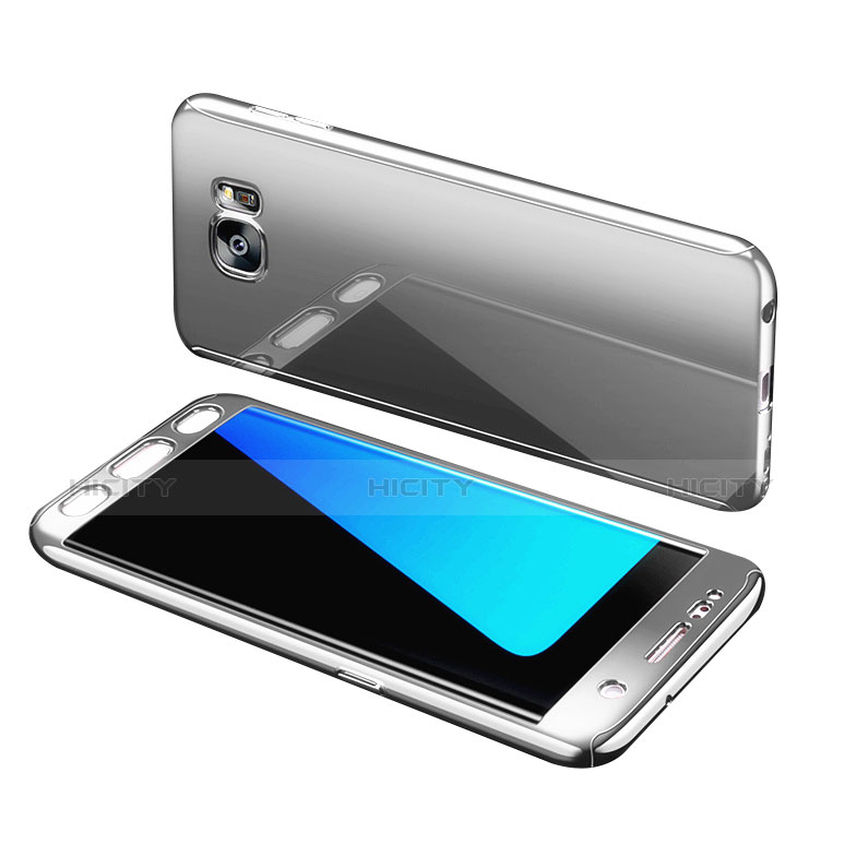 Coque Plastique Mat Protection Integrale 360 Degres Avant et Arriere Etui Housse pour Samsung Galaxy S7 Edge G935F Argent Plus
