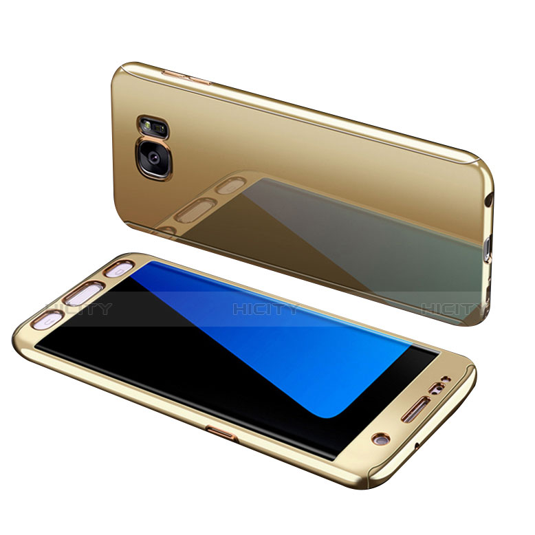 Coque Plastique Mat Protection Integrale 360 Degres Avant et Arriere Etui Housse pour Samsung Galaxy S7 Edge G935F Or Plus