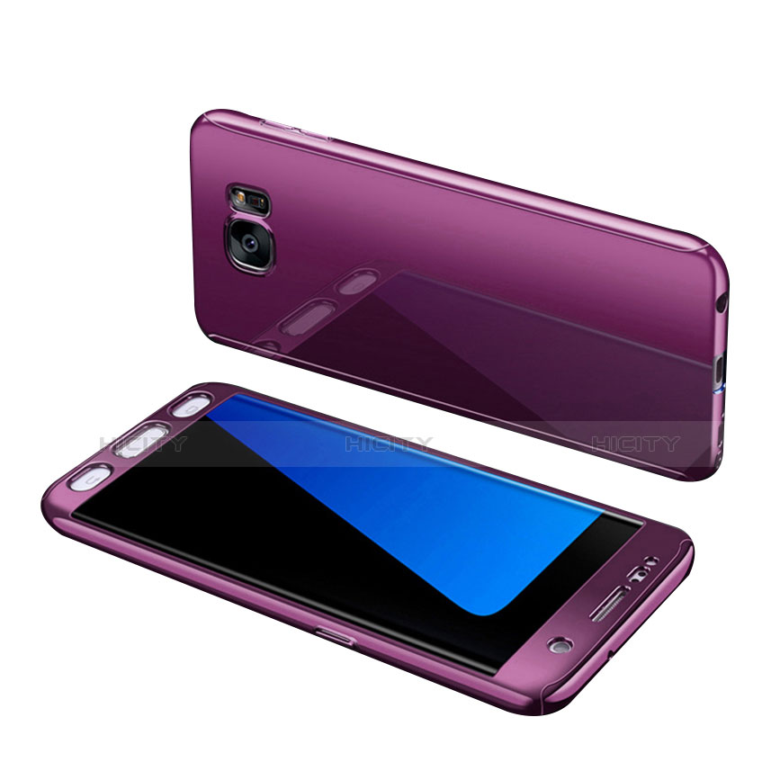 Coque Plastique Mat Protection Integrale 360 Degres Avant et Arriere Etui Housse pour Samsung Galaxy S7 Edge G935F Violet Plus