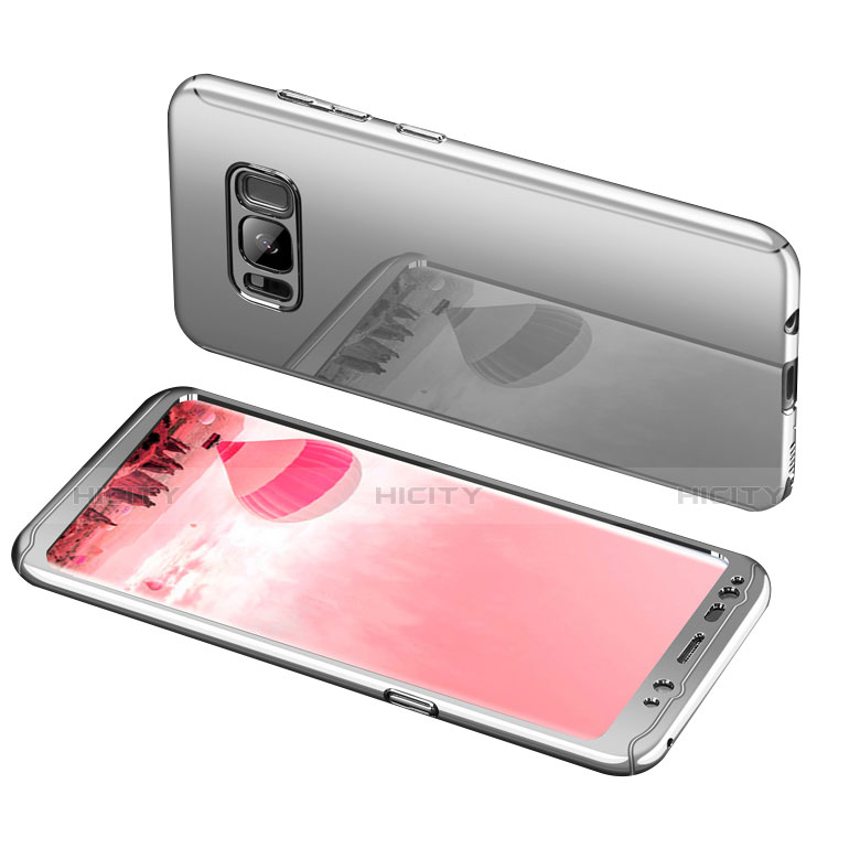 Coque Plastique Mat Protection Integrale 360 Degres Avant et Arriere Etui Housse pour Samsung Galaxy S8 Argent Plus