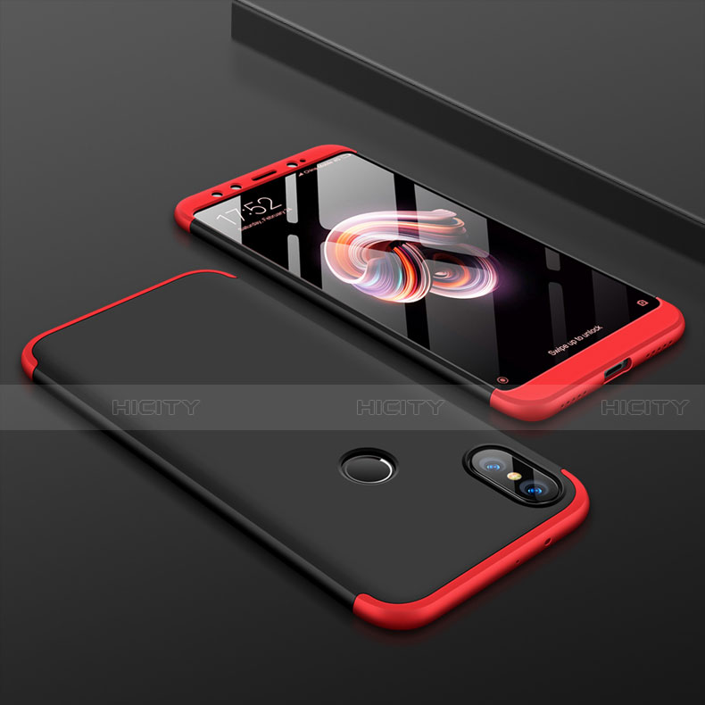 Coque Plastique Mat Protection Integrale 360 Degres Avant et Arriere Etui Housse pour Xiaomi Mi 6X Rouge et Noir Plus