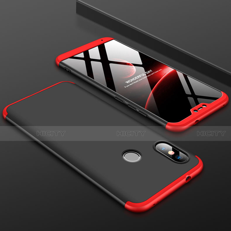 Coque Plastique Mat Protection Integrale 360 Degres Avant et Arriere Etui Housse pour Xiaomi Mi A2 Lite Rouge et Noir Plus