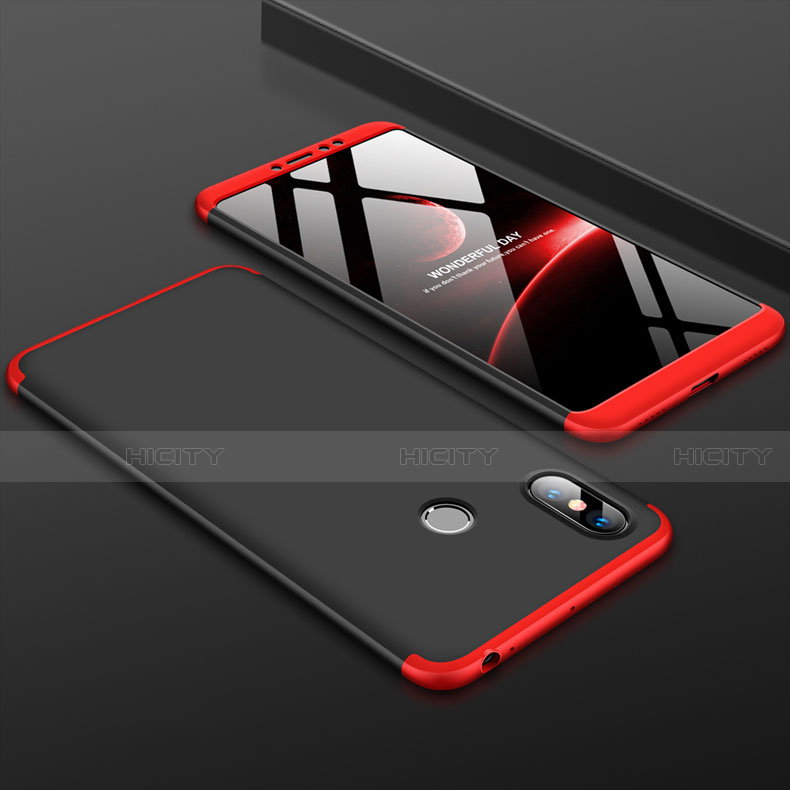 Coque Plastique Mat Protection Integrale 360 Degres Avant et Arriere Etui Housse pour Xiaomi Mi Max 3 Rouge et Noir Plus
