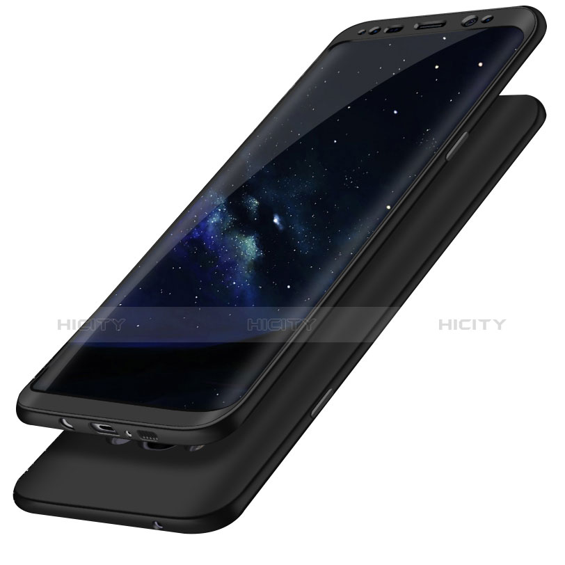 Coque Plastique Mat Protection Integrale 360 Degres Avant et Arriere Etui Housse Q02 pour Samsung Galaxy S8 Noir Plus