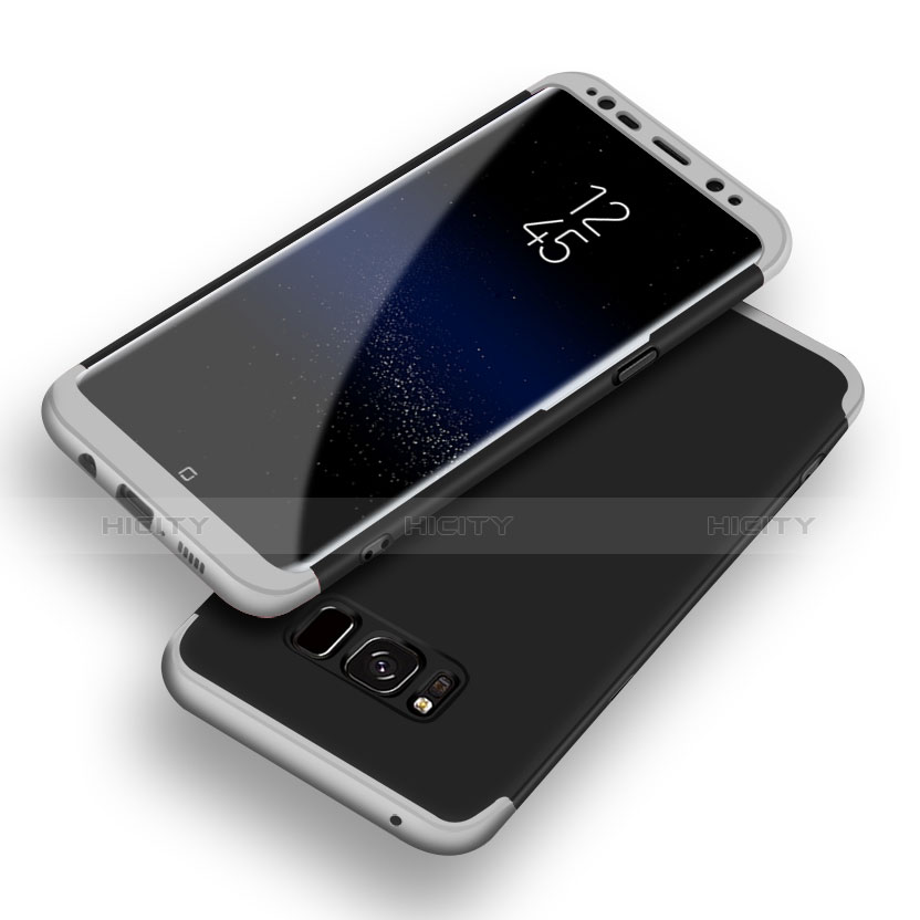 Coque Plastique Mat Protection Integrale 360 Degres Avant et Arriere Etui Housse Q03 pour Samsung Galaxy S8 Argent Plus