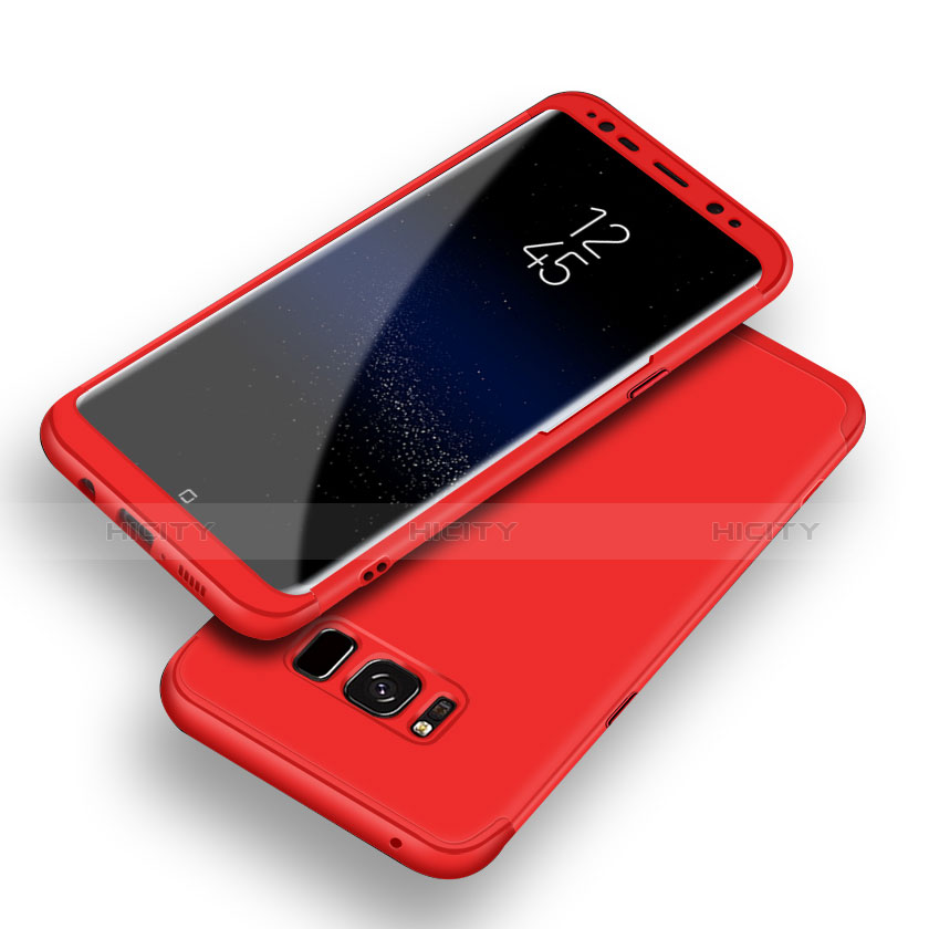 Coque Plastique Mat Protection Integrale 360 Degres Avant et Arriere Etui Housse Q03 pour Samsung Galaxy S8 Rouge Plus