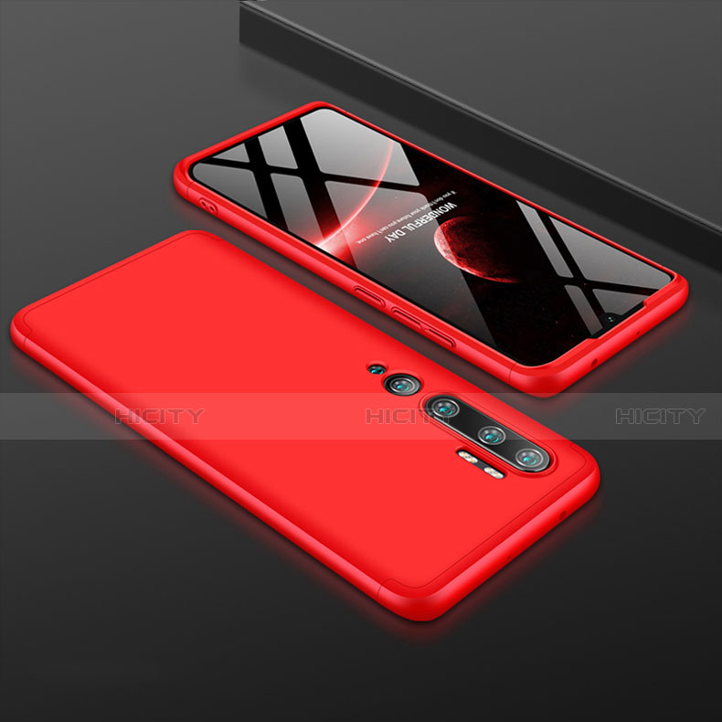 Coque Plastique Mat Protection Integrale 360 Degres Avant et Arriere Etui Housse R01 pour Xiaomi Mi Note 10 Pro Rouge Plus