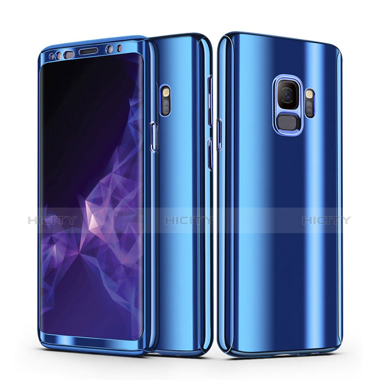 Coque Plastique Mat Protection Integrale 360 Degres Avant et Arriere Housse Etui pour Samsung Galaxy S9 Bleu Plus