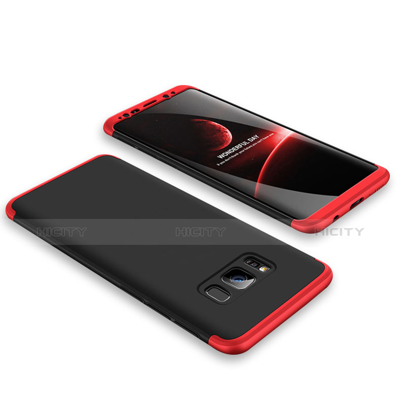 Coque Plastique Mat Protection Integrale 360 Degres Avant et Arriere M03 pour Samsung Galaxy S8 Rouge et Noir Plus
