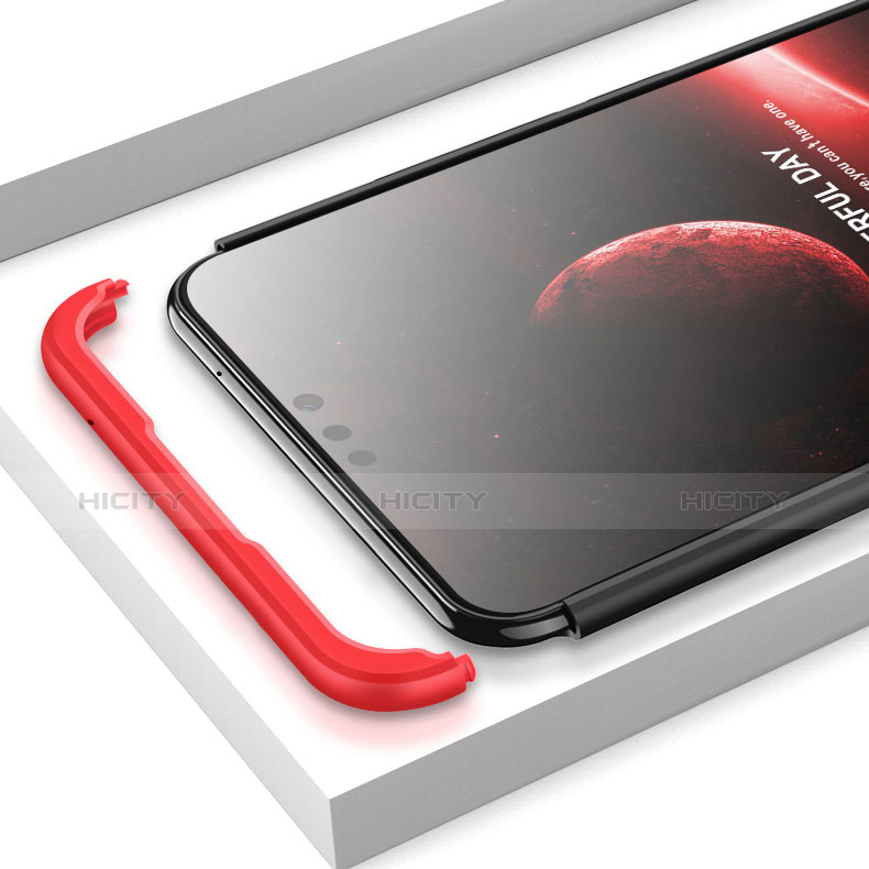 Coque Plastique Mat Protection Integrale 360 Degres Avant et Arriere pour Huawei Enjoy 9 Plus Rouge et Noir Plus