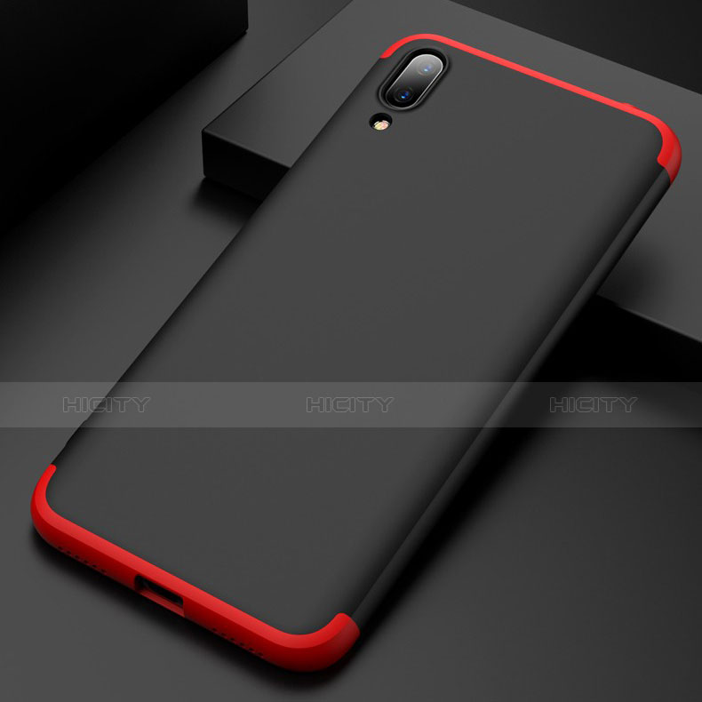 Coque Plastique Mat Protection Integrale 360 Degres Avant et Arriere Q01 pour Huawei Y7 Prime (2019) Rouge et Noir Plus