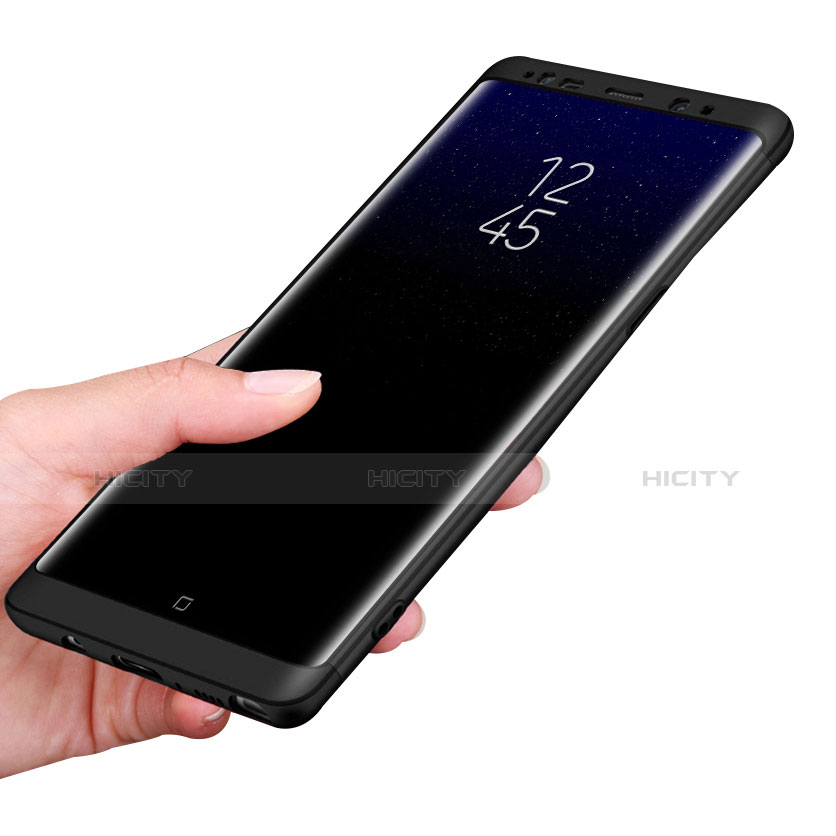 Coque Plastique Mat Protection Integrale 360 Degres Avant et Arriere Q01 pour Samsung Galaxy Note 8 Duos N950F Noir Plus