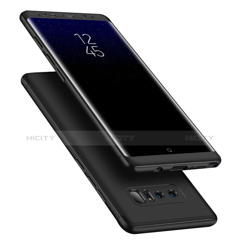 Coque Plastique Mat Protection Integrale 360 Degres Avant et Arriere Q01 pour Samsung Galaxy Note 8 Duos N950F Noir Plus